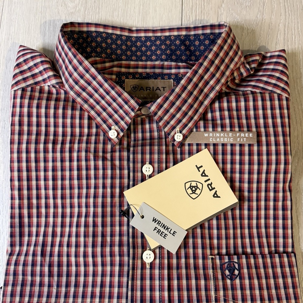 Ariat Wrinkle Free Benson Shirt Long Sleeve Button Down Men's Size XXL 2XL